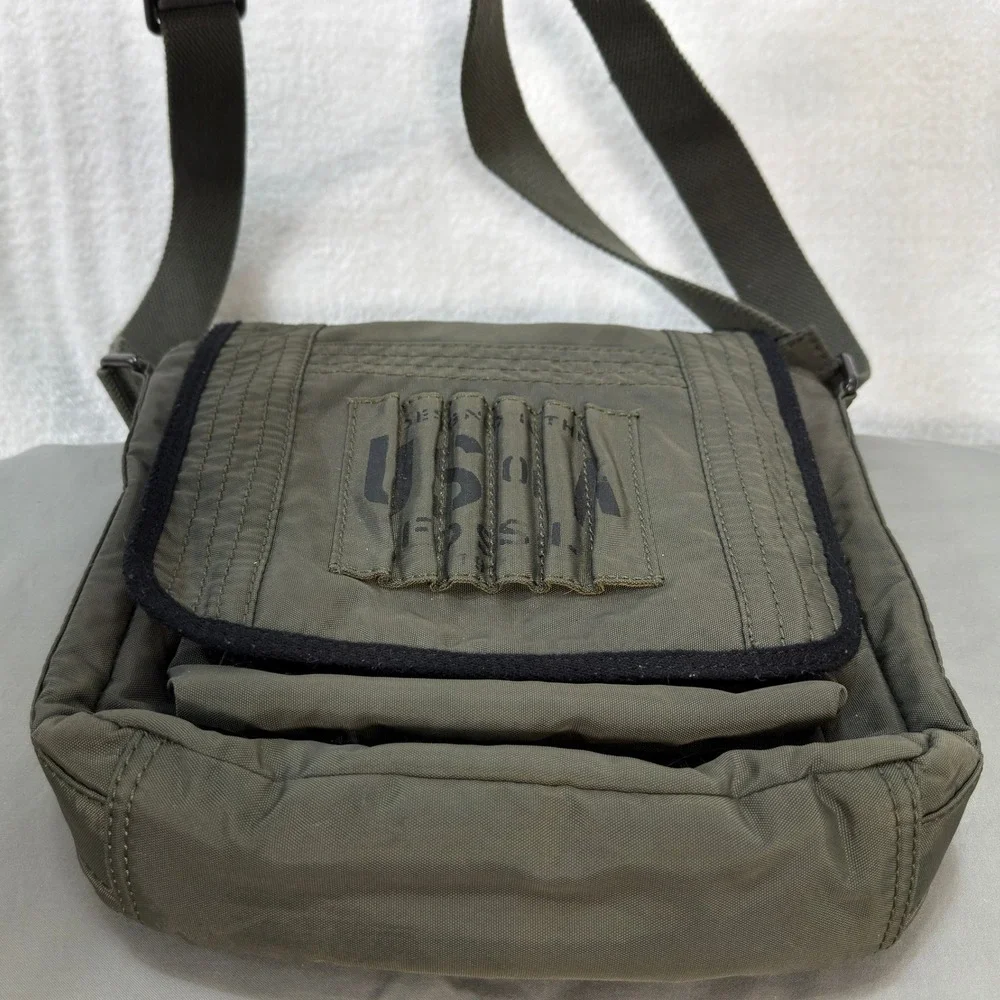 Vintage Fossil Messenger Bag Green Canvas Techwear Utility Crossbody